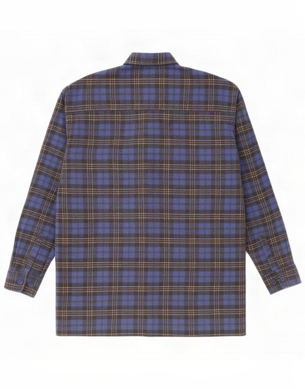 Vintage Mens Flannel Shirt Large Blue Check Cotton