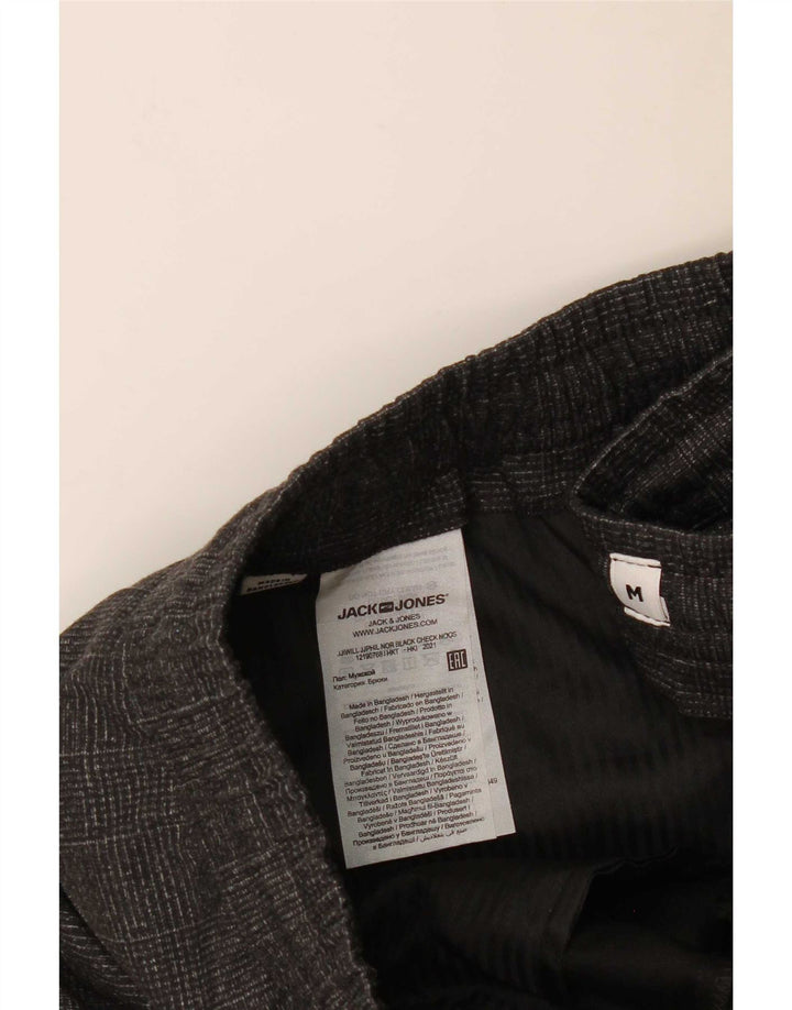 Jack & Jones Mens Slim Chino Trousers Medium W32 L30 Grey Check Polyester