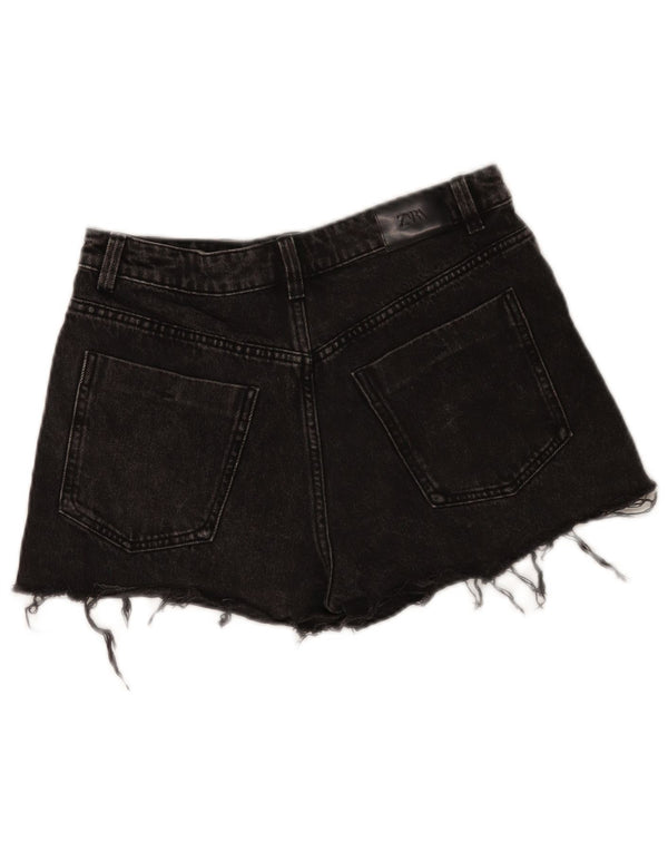 Zara Womens Denim Shorts EU 40 Medium W30 Black Cotton