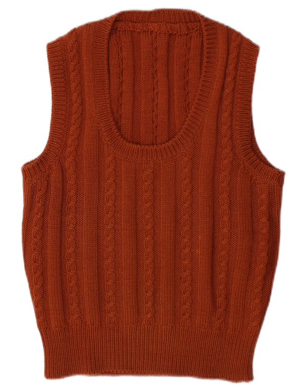 Vintage Womens Vest Tank Top UK 14 Medium Brown