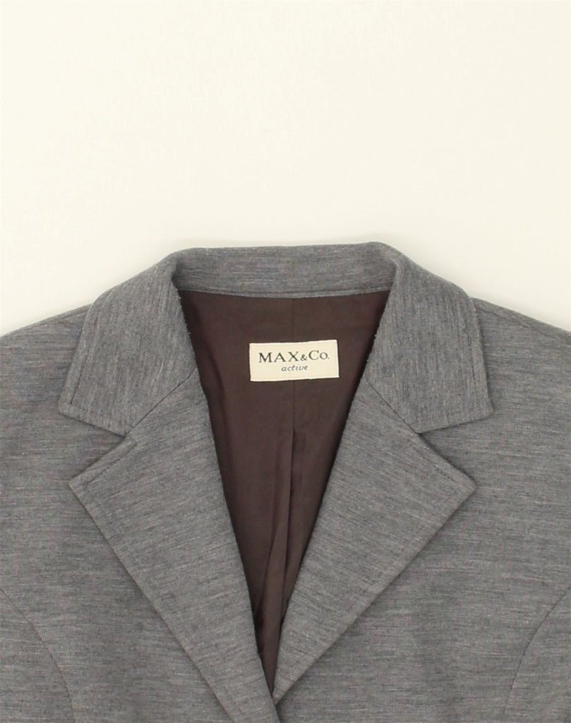 MAX & CO. Womens 2 Button Blazer Jacket UK 10 Small Grey Acrylic | Vintage Max & Co. | Thrift | Second-Hand Max & Co. | Used Clothing | Messina Hembry 