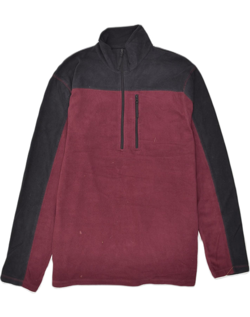 MOUNTAIN WAREHOUSE Mens Zip Neck Fleece Jumper Medium Maroon Colourblock | Vintage Mountain Warehouse | Thrift | Second-Hand Mountain Warehouse | Used Clothing | Messina Hembry 