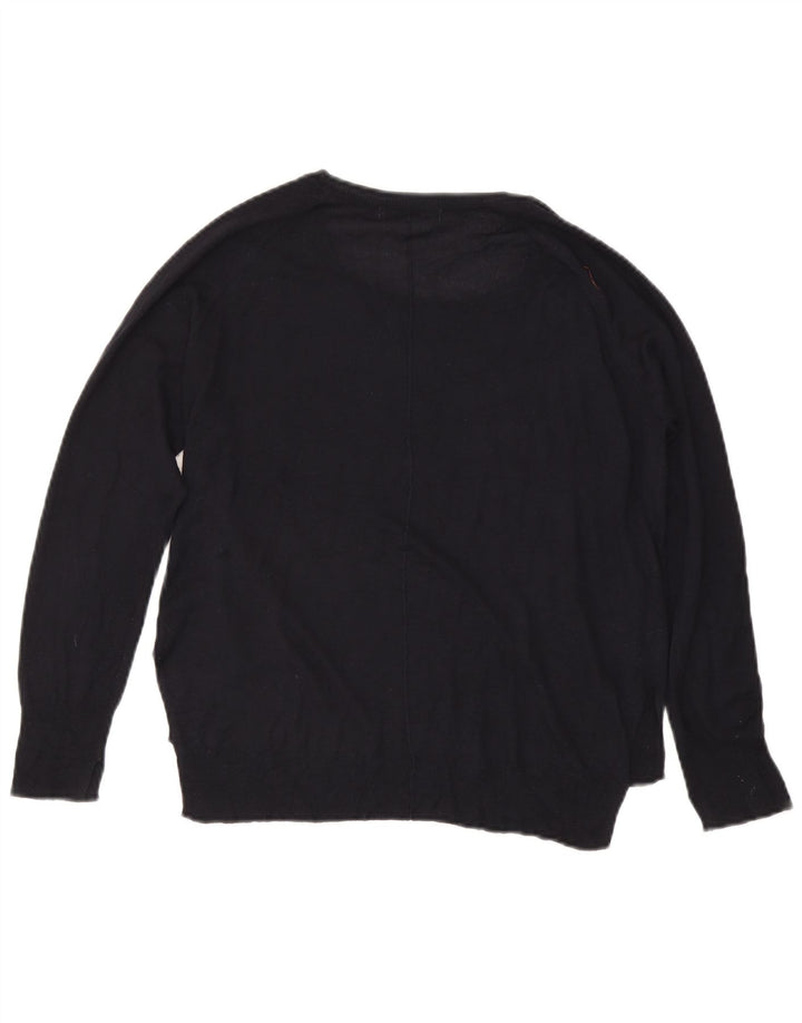 Zara Womens Boat Neck Jumper Sweater UK 14 Medium Navy Blue