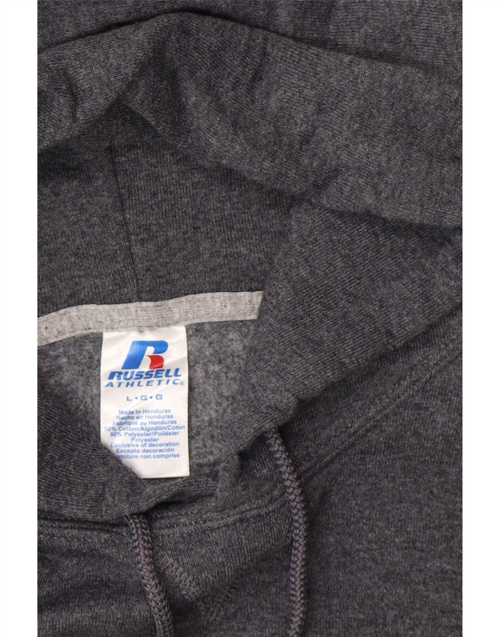 RUSSELL ATHLETIC Mens Graphic Hoodie Jumper Large Grey Cotton Vintage Russell Athletic and Second-Hand Russell Athletic from Messina Hembry 