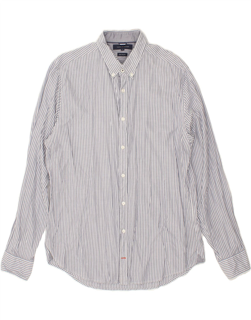 TOMMY HILFIGER Mens New York Fit Shirt XL Grey Pinstripe Cotton | Vintage Tommy Hilfiger | Thrift | Second-Hand Tommy Hilfiger | Used Clothing | Messina Hembry 