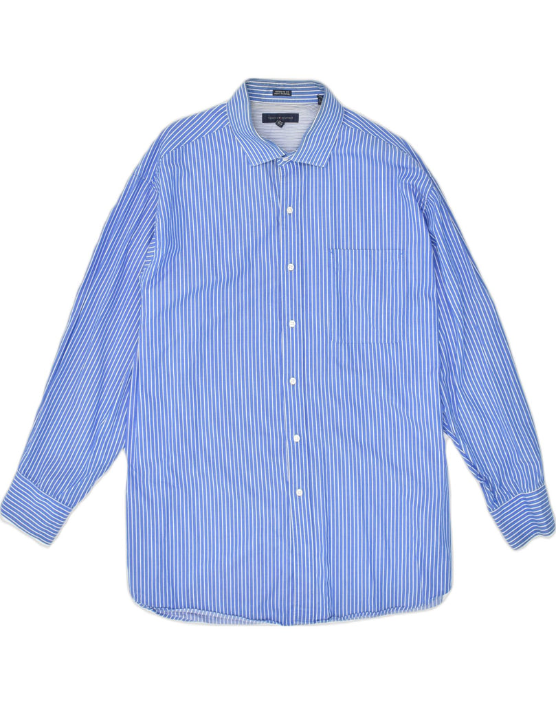 TOMMY HILFIGER Mens Regular Fit Shirt Size 17 1/2 XL Blue Striped Cotton | Vintage Tommy Hilfiger | Thrift | Second-Hand Tommy Hilfiger | Used Clothing | Messina Hembry 