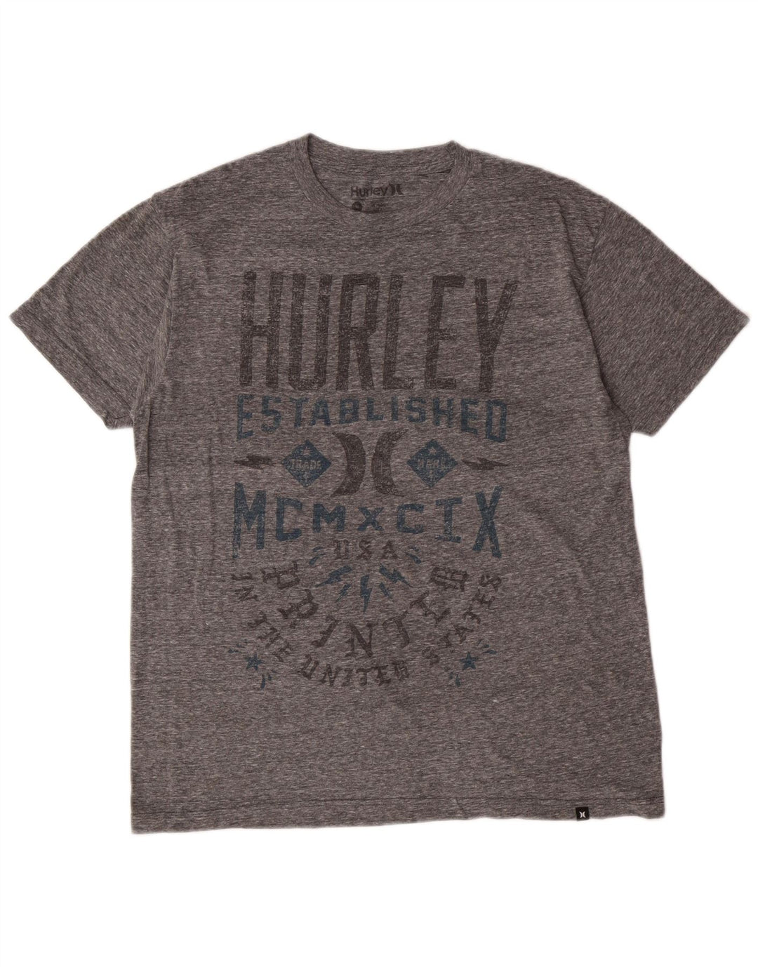 Hurley Mens Regular Fit Graphic T-Shirt Top Medium Grey