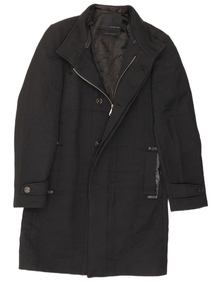 Zara Mens Overcoat UK 38 Medium Black