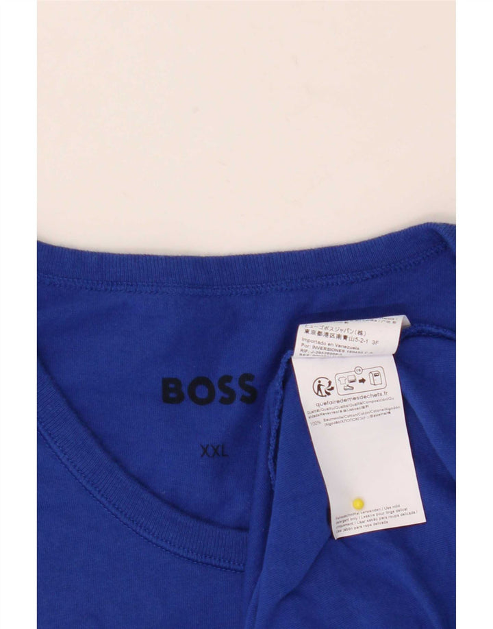 Hugo Boss Mens T-Shirt Top 2XL Blue Cotton