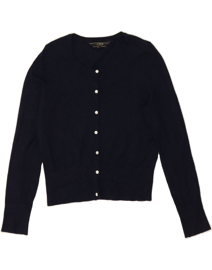 LIPSY Womens Cardigan Sweater UK 12 Medium Navy Blue Viscose Vintage Lipsy and Second-Hand Lipsy from Messina Hembry 
