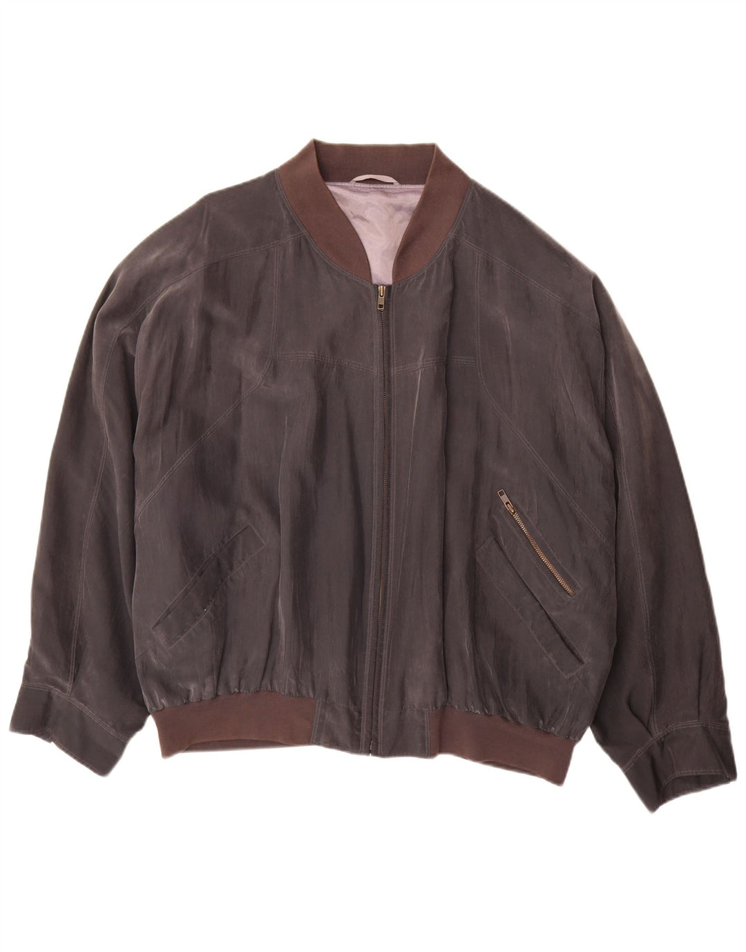 Vintage Mens Bomber Jacket UK 42 XL Brown Silk