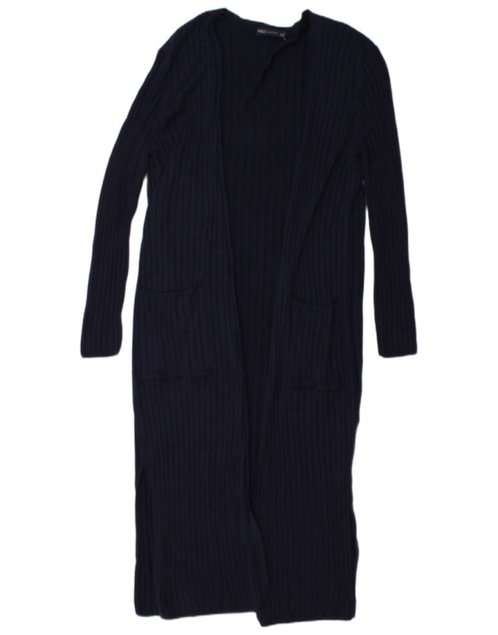 Marks & Spencer Womens Longline Cardigan Sweater UK 12 Medium Navy Blue