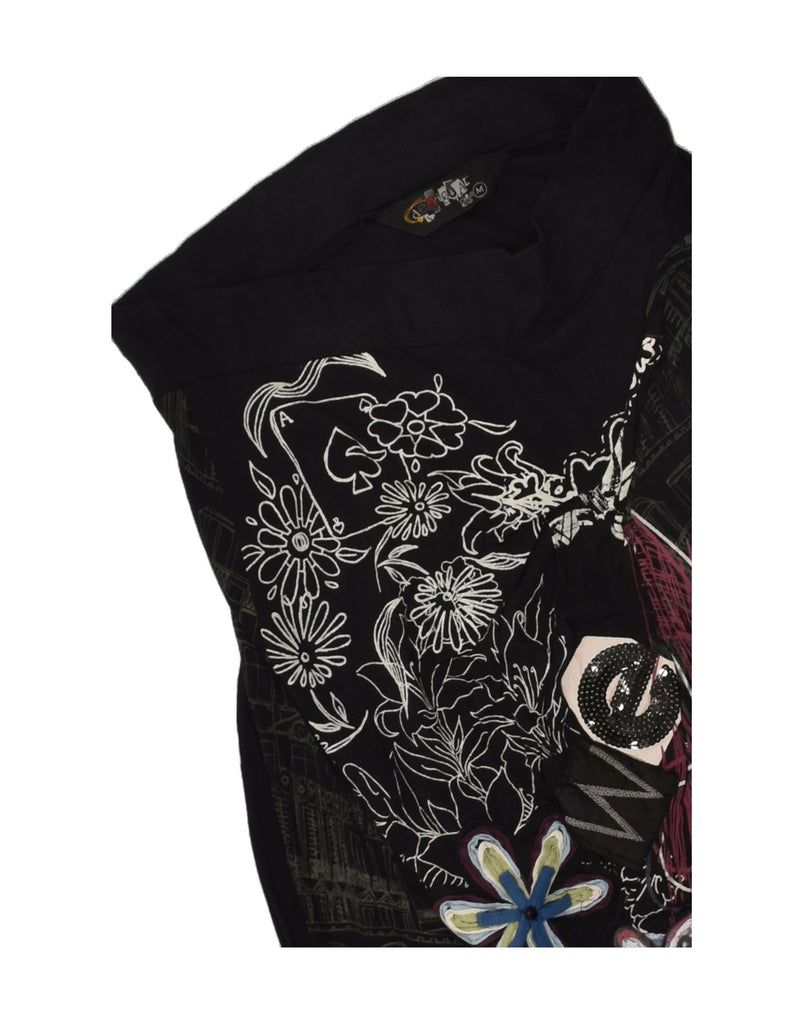 DESIGUAL Womens Graphic Asymmetrical Skirt Medium W30  Black Floral | Vintage Desigual | Thrift | Second-Hand Desigual | Used Clothing | Messina Hembry 