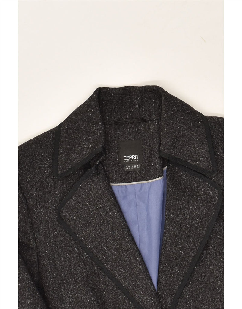 ESPRIT Womens 2 Button Blazer Jacket UK 12 Medium  Grey Flecked Polyester | Vintage Esprit | Thrift | Second-Hand Esprit | Used Clothing | Messina Hembry 