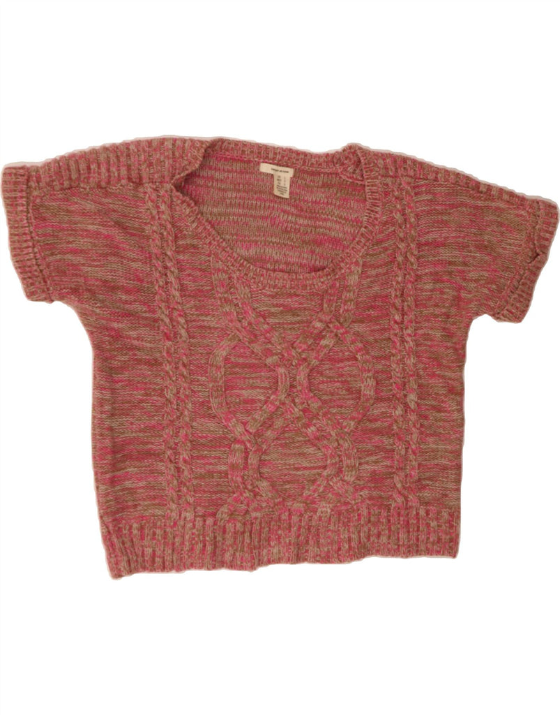 DKNY Womens Crop Boat Neck Jumper Sweater UK 16 Large Pink Flecked Vintage Dkny and Second-Hand Dkny from Messina Hembry 