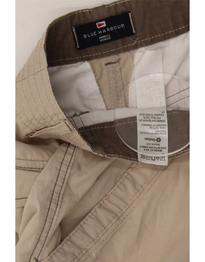 Marks & Spencer Womens Blue Harbour Cargo Shorts W32 Large Beige Cotton