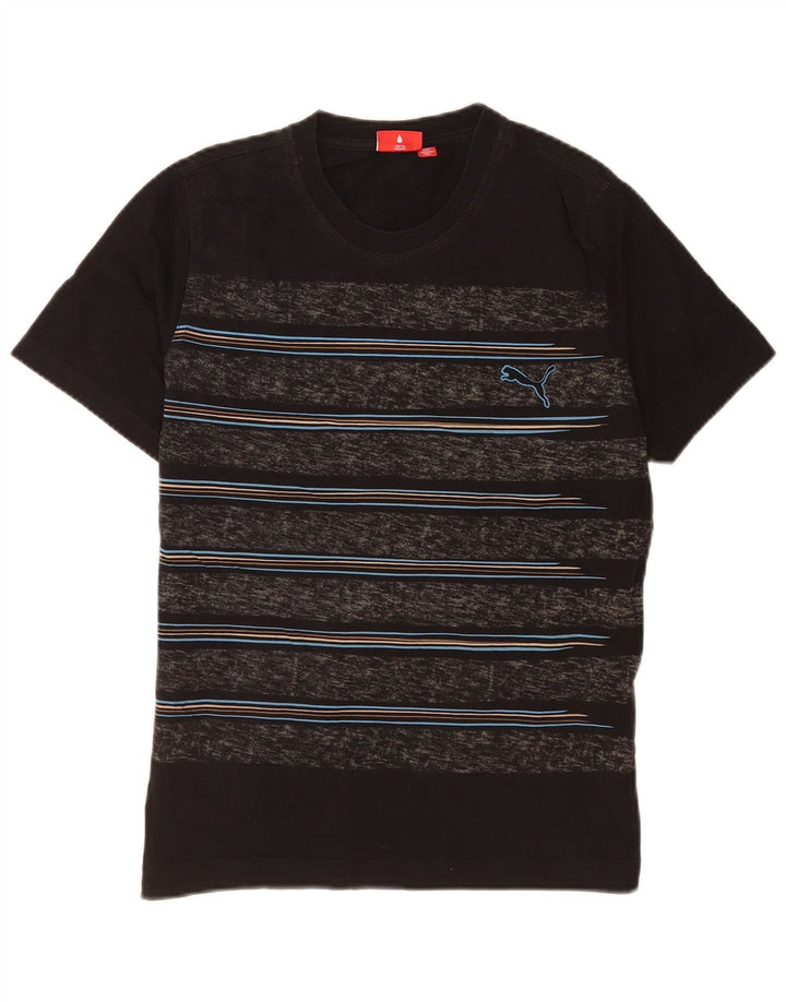 Puma Mens T-Shirt Top Medium Black Striped