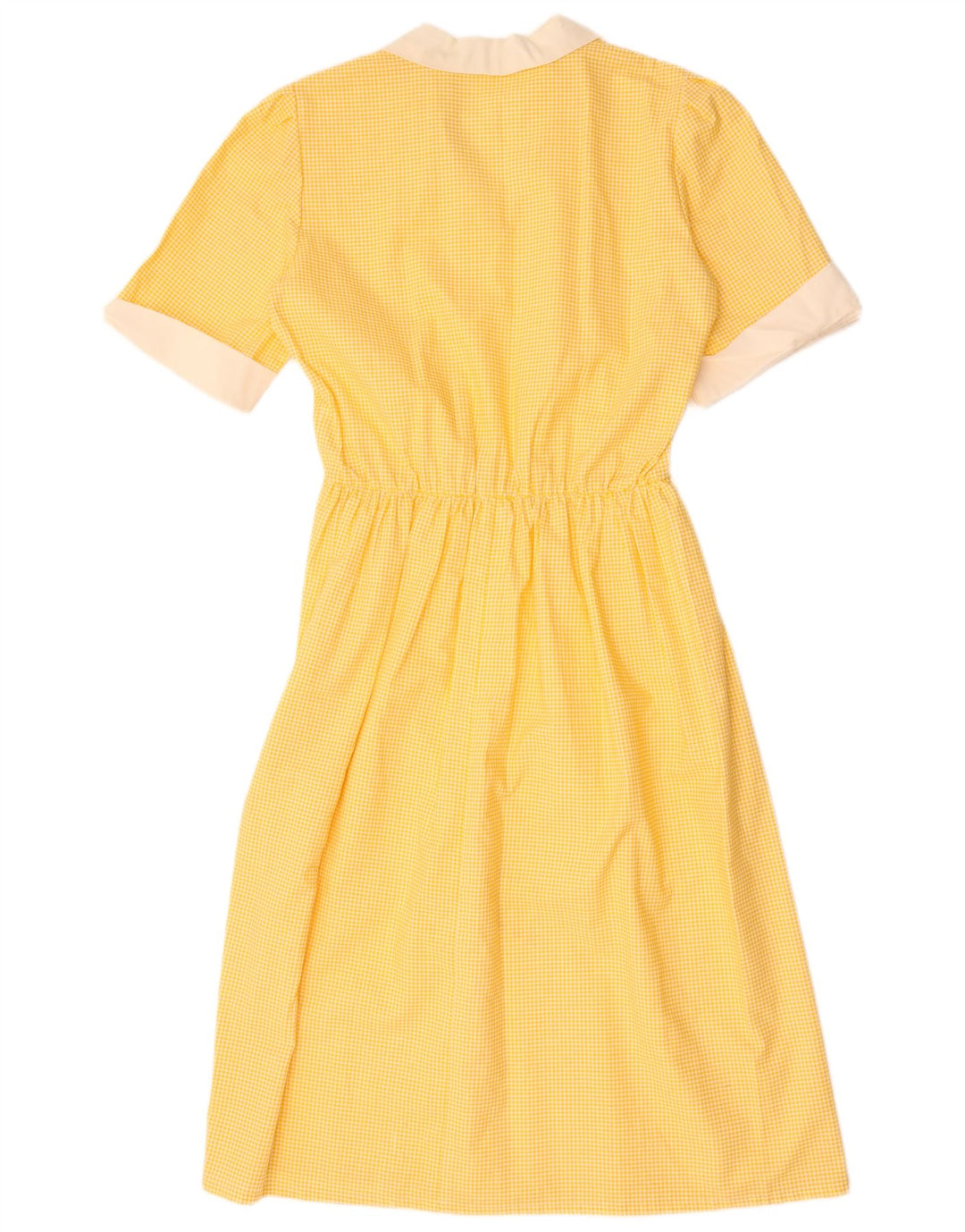 Vintage Womens A-Line Dress UK 12 Medium Yellow Gingham
