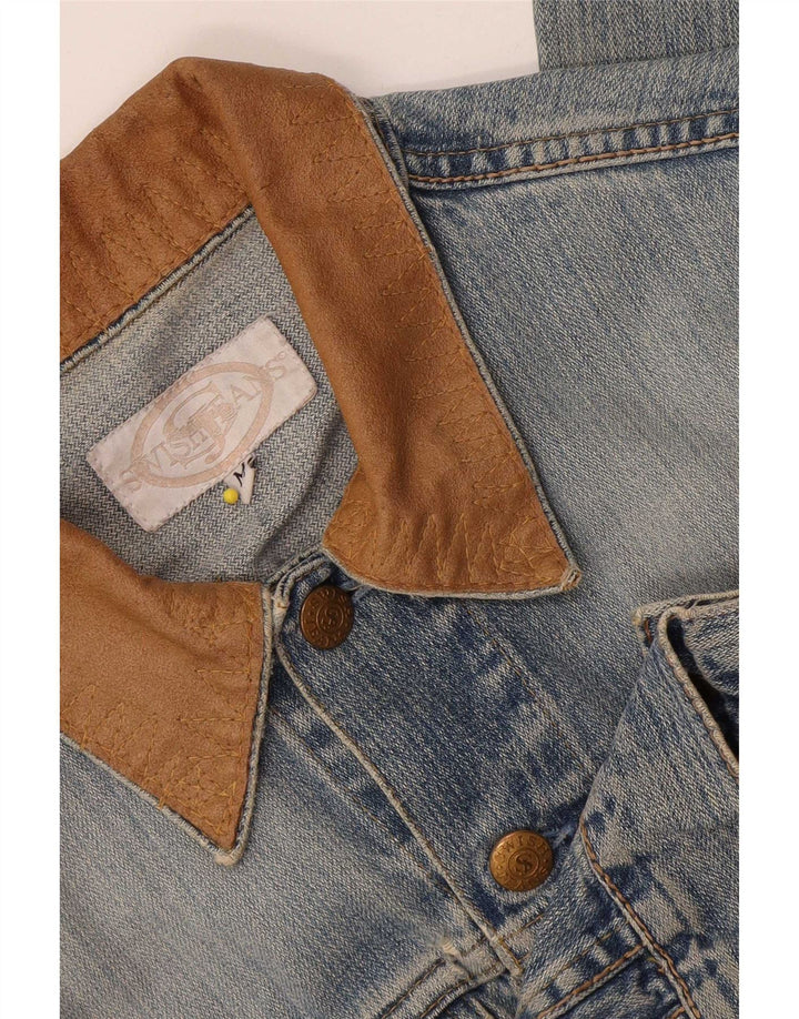 Swish Womens Crop Denim Jacket UK 14 Medium Blue