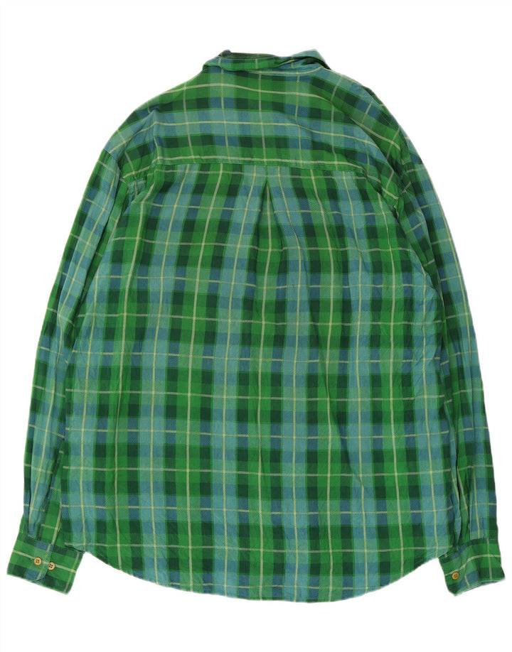 Via Ardigo Mens Shirt Medium Green Check Silk