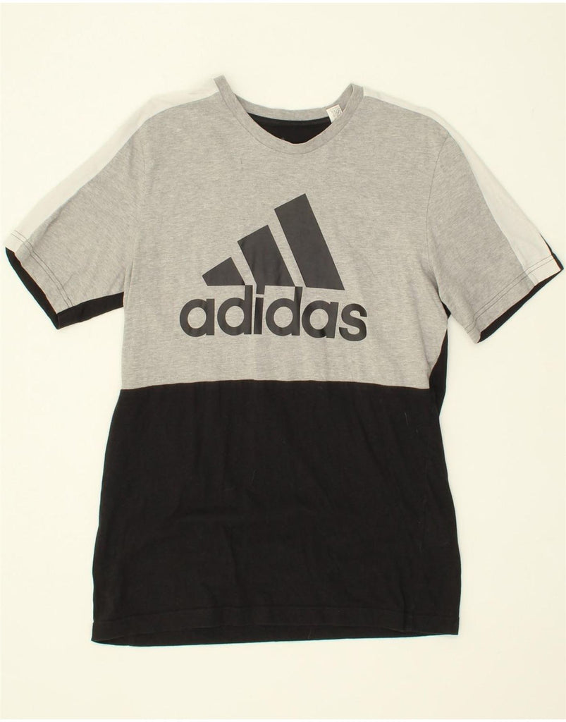 ADIDAS Mens Graphic T-Shirt Top Small Black Colourblock Cotton Vintage Adidas and Second-Hand Adidas from Messina Hembry 