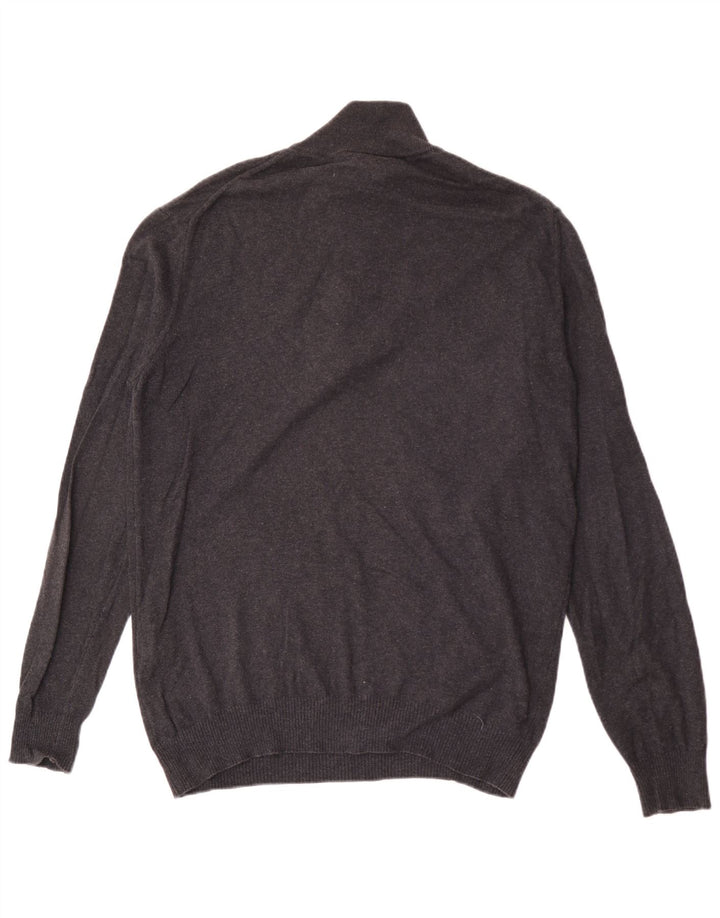 John Lewis Mens Zip Neck Jumper Sweater XL Grey Cotton