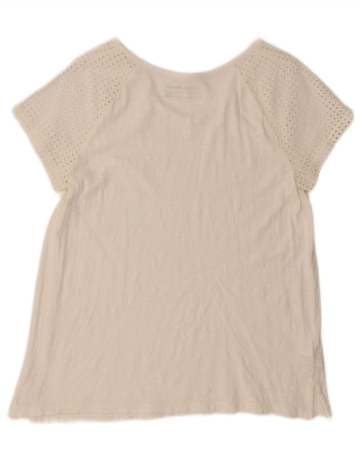 EDDIE BAUER Womens T-Shirt Top UK 14 Medium White Cotton Vintage Eddie Bauer and Second-Hand Eddie Bauer from Messina Hembry 