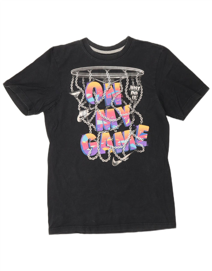 NIKE Womens Regular Fit Graphic T-Shirt Top UK 6 XS Black