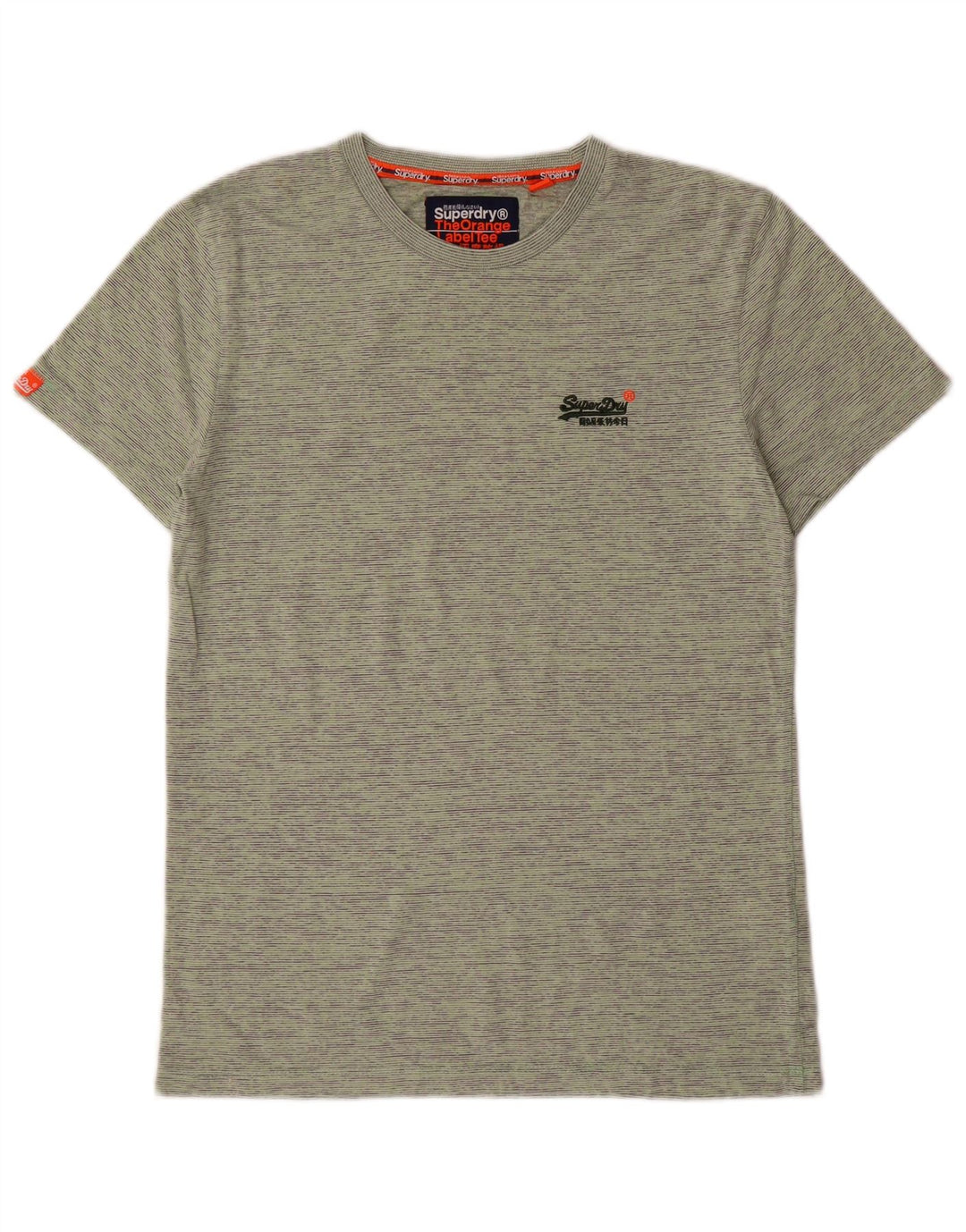 Superdry Mens T-Shirt Top Medium Green Striped Cotton