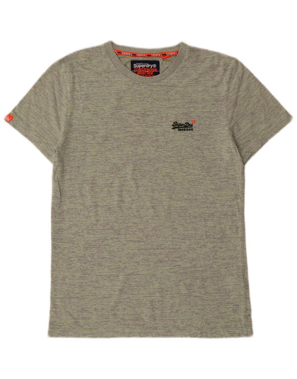 Superdry Mens T-Shirt Top Medium Green Striped Cotton