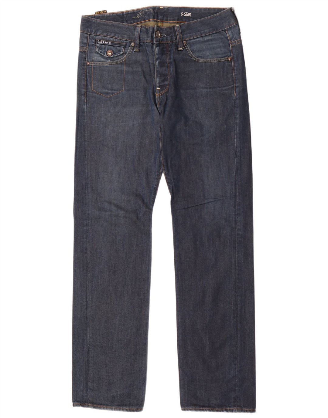 G-Star Mens Straight Jeans W31 L34 Navy Blue Cotton