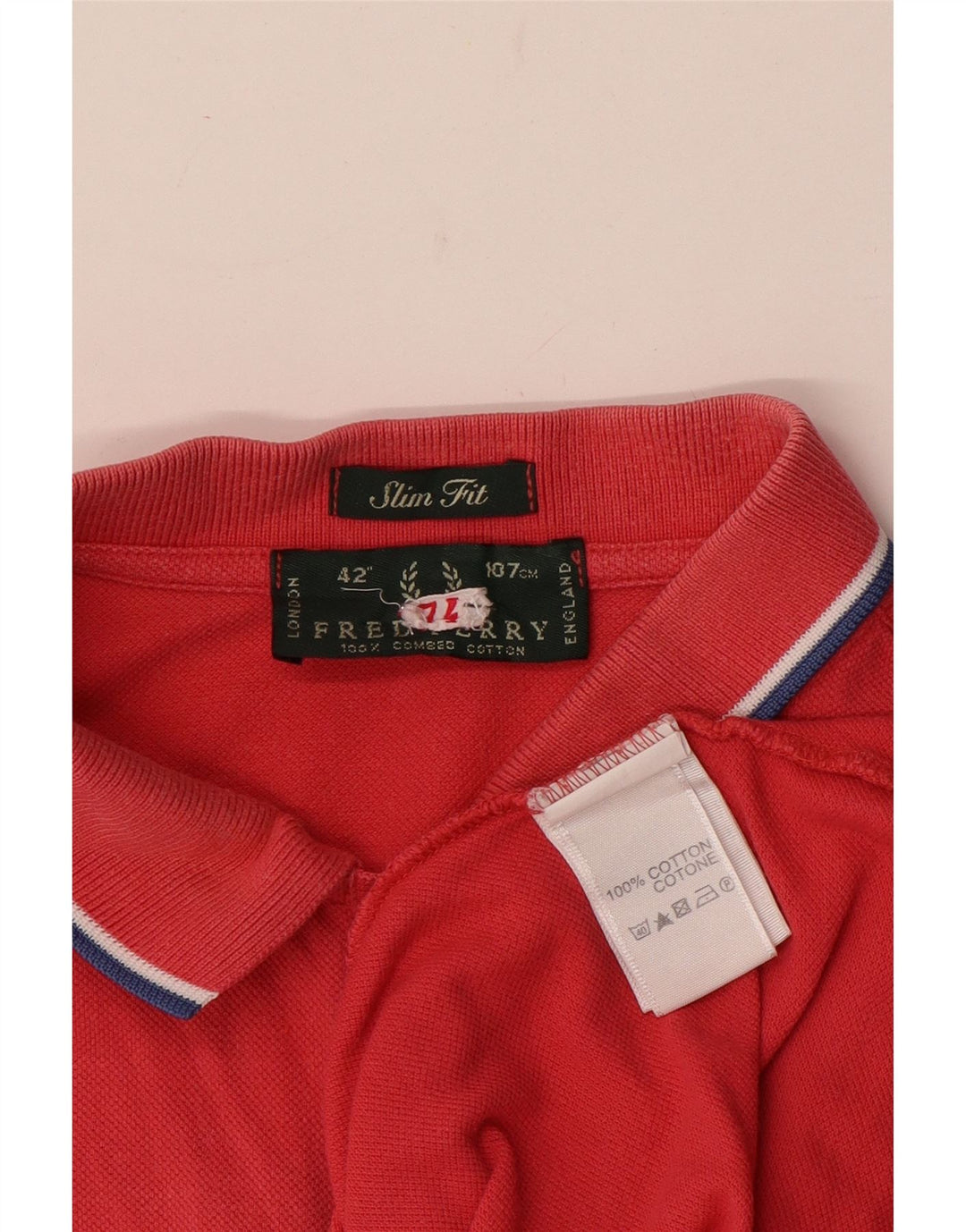 Fred Perry Mens Slim Fit Polo Shirt Medium Red Cotton