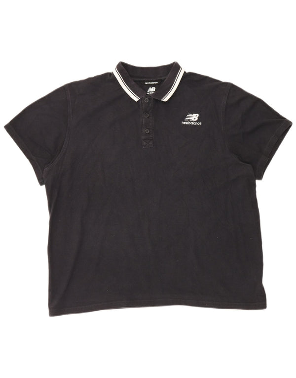 New Balance Mens Polo Shirt XL Black Cotton