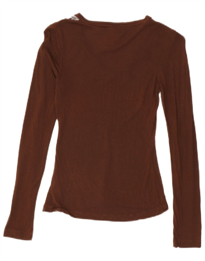 Zara Womens Blouse Top UK 8 Small Brown Viscose