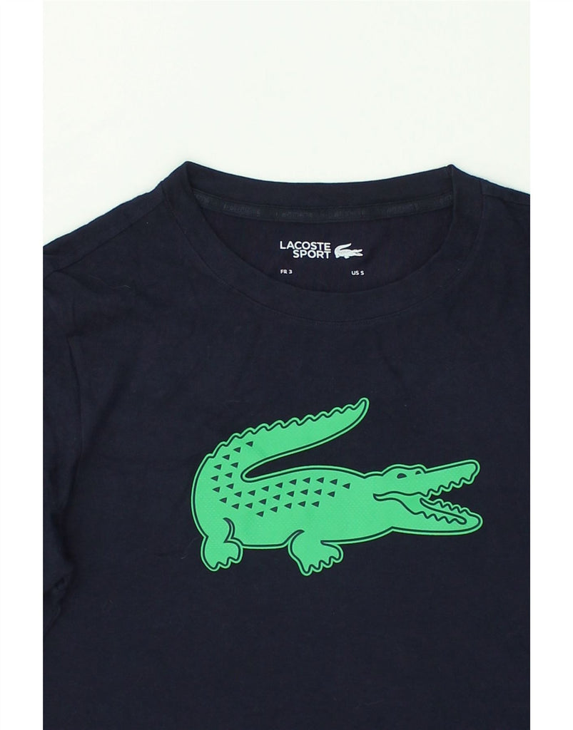 LACOSTE Mens Graphic T-Shirt Top Size 3 Small Navy Blue Cotton | Vintage Lacoste | Thrift | Second-Hand Lacoste | Used Clothing | Messina Hembry 