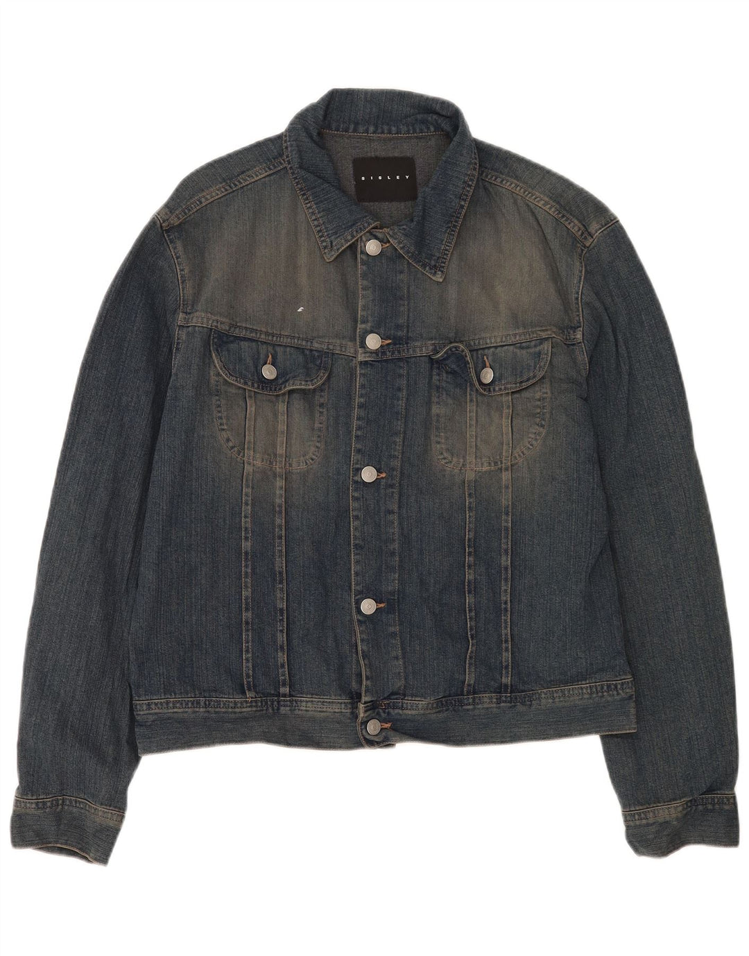 Sisley Mens Denim Jacket UK 42 XL Blue Cotton