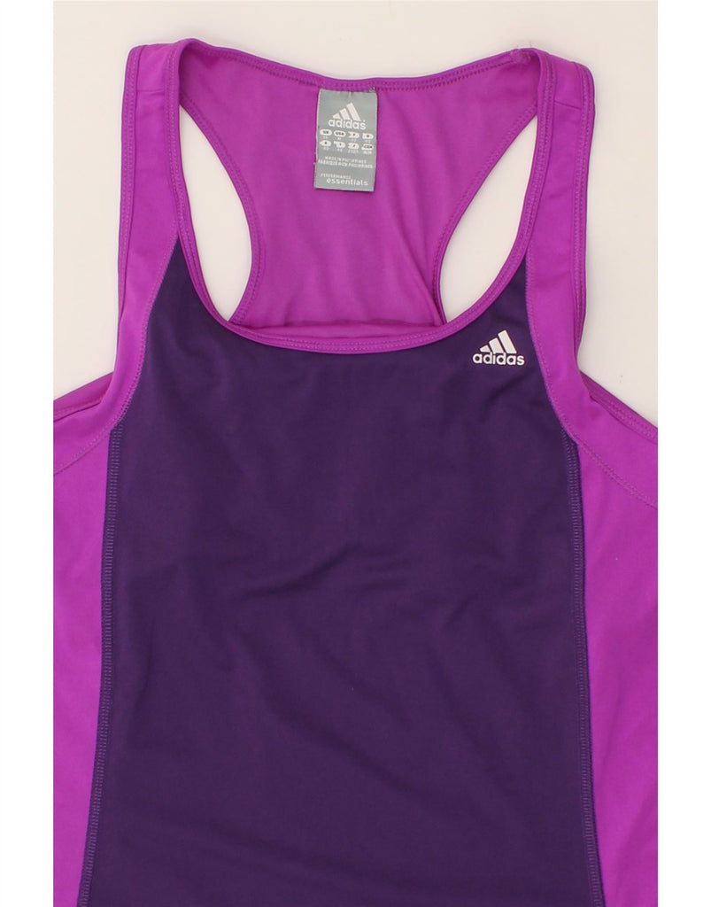 ADIDAS Womens Vest Top UK 14 Large  Purple Colourblock Polyester | Vintage Adidas | Thrift | Second-Hand Adidas | Used Clothing | Messina Hembry 