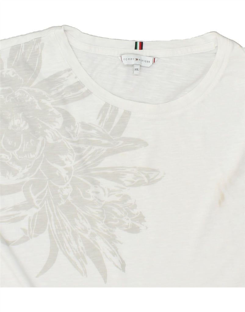 TOMMY HILFIGER Womens Graphic T-Shirt Top UK 20 2XL White Floral Cotton Vintage Tommy Hilfiger and Second-Hand Tommy Hilfiger from Messina Hembry 