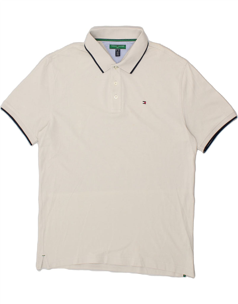 TOMMY HILFIGER Mens Golf Polo Shirt 2XL Beige Cotton | Vintage Tommy Hilfiger | Thrift | Second-Hand Tommy Hilfiger | Used Clothing | Messina Hembry 