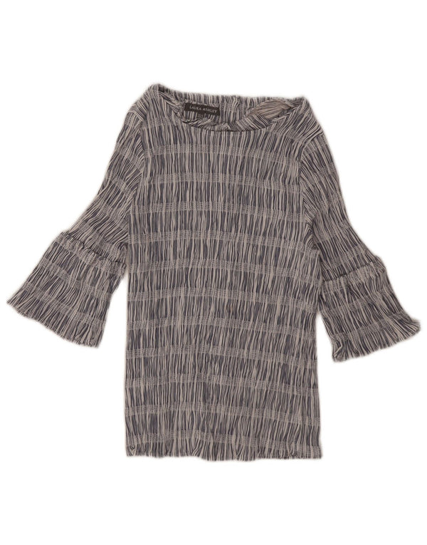 Laura Ashley Womens 3/4 Sleeve Blouse Top UK 12 Medium Blue Striped Viscose