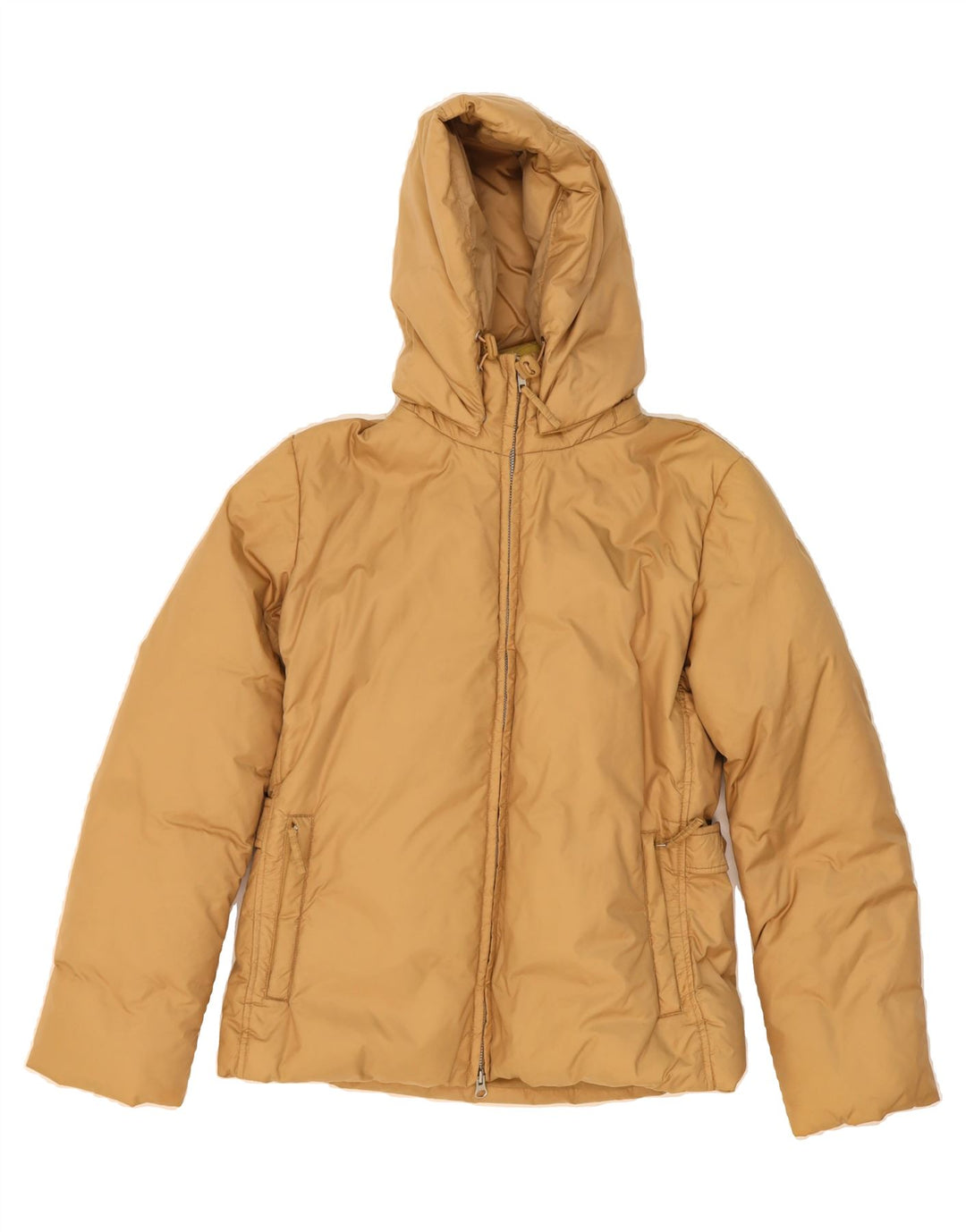 BENETTON Womens Hooded Padded Jacket UK 10 Small Beige Nylon Vintage Benetton and Second-Hand Benetton from Messina Hembry 