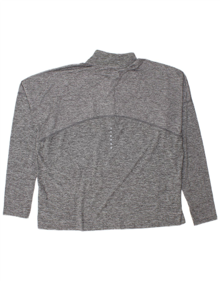 Nike Mens Zip Neck Pullover Tracksuit Top XL Grey Flecked Polyester