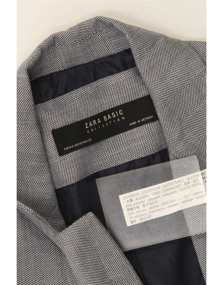 Zara Womens 1 Button Blazer Jacket EU 44 XL Grey Polyester