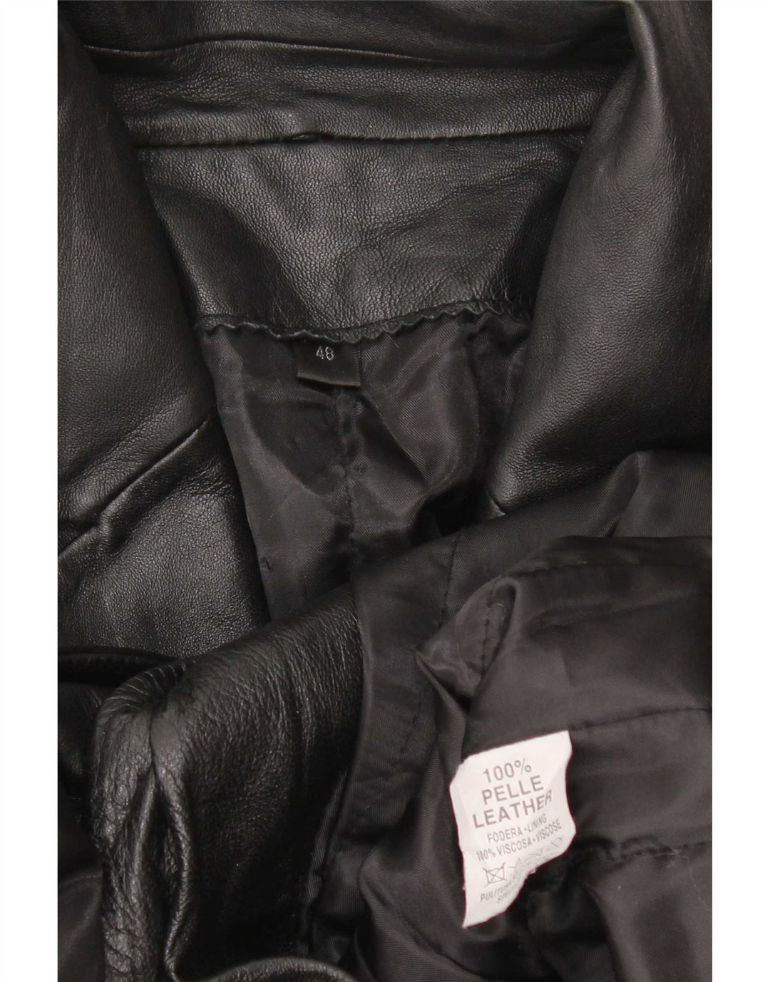 Vintage Womens Leather Coat IT 48 XL Black