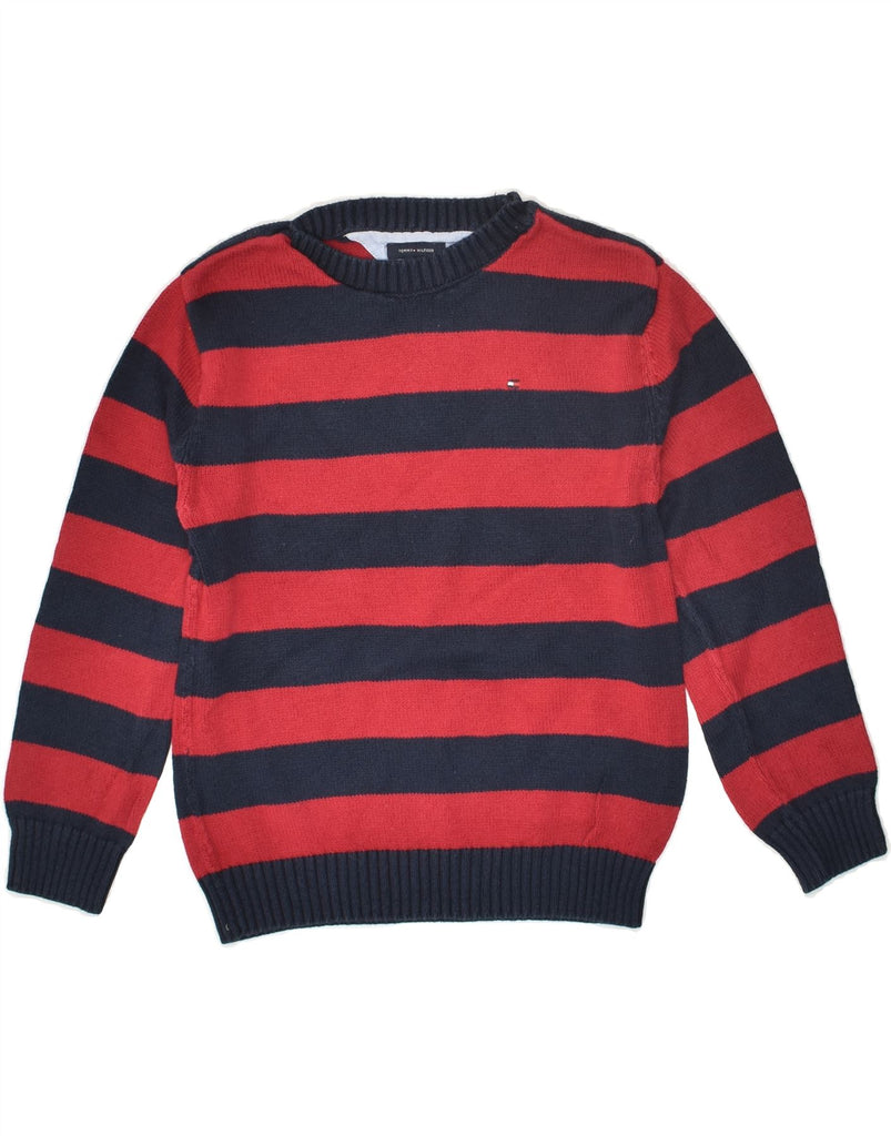 TOMMY HILFIGER Boys Crew Neck Jumper Sweater 4-5 Years Red Striped Cotton | Vintage Tommy Hilfiger | Thrift | Second-Hand Tommy Hilfiger | Used Clothing | Messina Hembry 