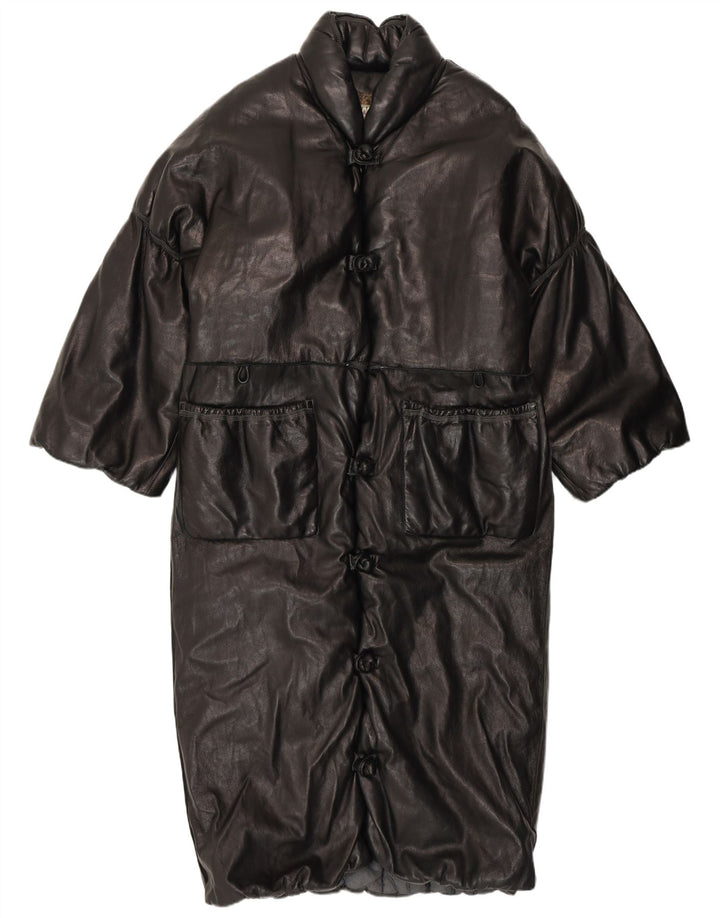 Garage Womens 3/4 Sleeve Leather Coat UK 18 XL Black