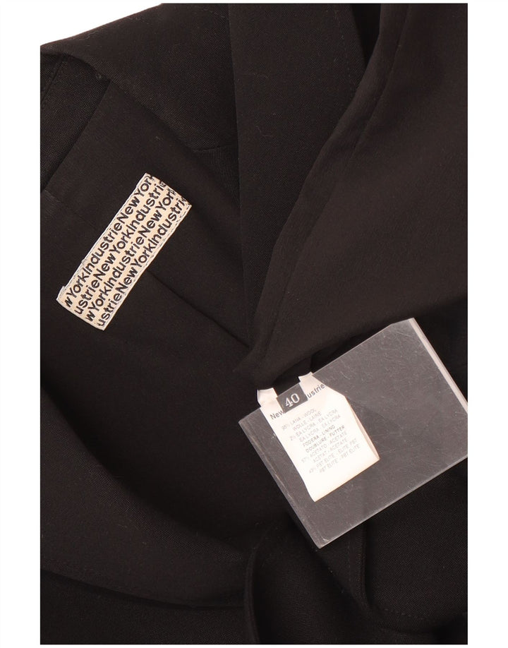 New York Industrie Womens 1 Button Blazer Jacket EU 40 Medium Black Wool