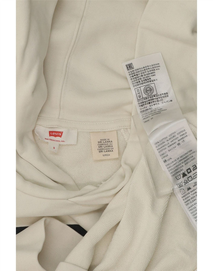 LEVI'S Mens Graphic Hoodie Jumper Small White Cotton Vintage Levi's and Second-Hand Levi's from Messina Hembry 