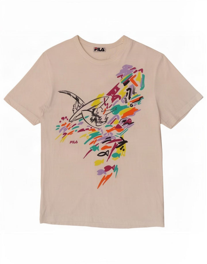 Fila Mens Graphic T-Shirt Top Small White