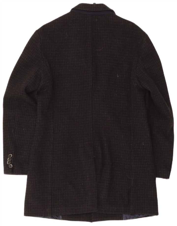 Liu Jo Mens Overcoat IT 50 Large Black Houndstooth Wool